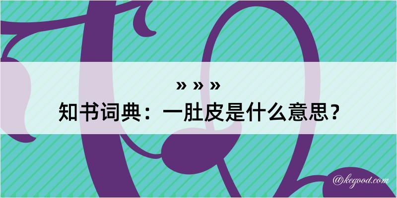 知书词典：一肚皮是什么意思？