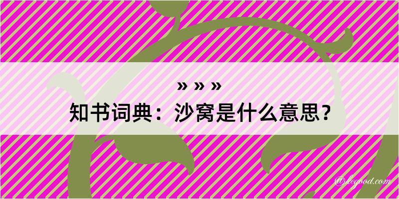 知书词典：沙窝是什么意思？