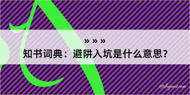 知书词典：避阱入坑是什么意思？