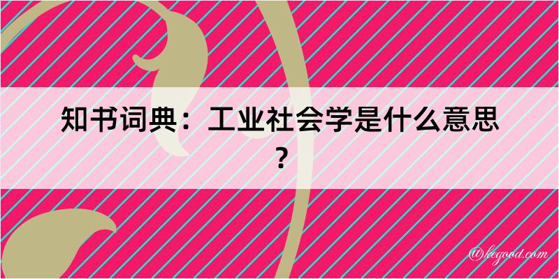 知书词典：工业社会学是什么意思？