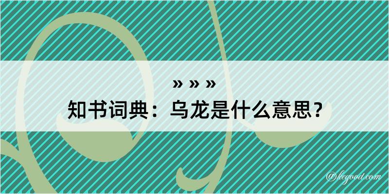 知书词典：乌龙是什么意思？