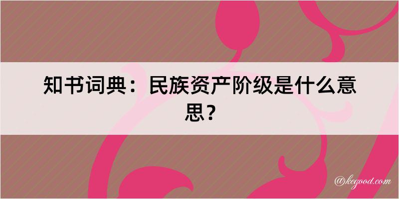 知书词典：民族资产阶级是什么意思？