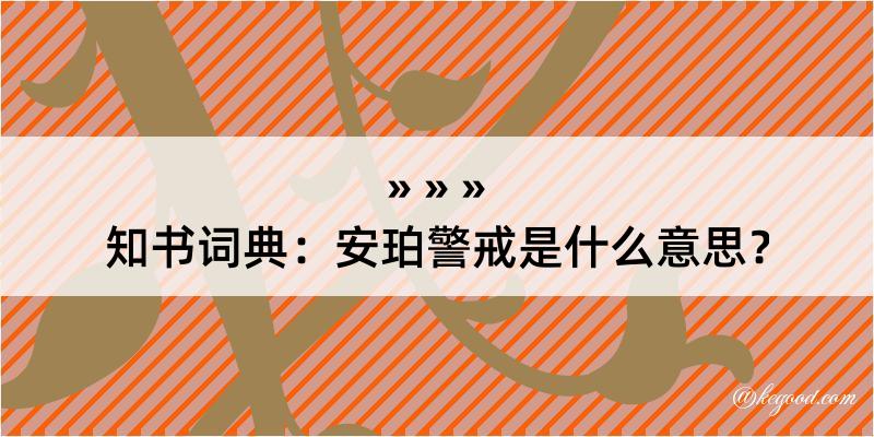 知书词典：安珀警戒是什么意思？