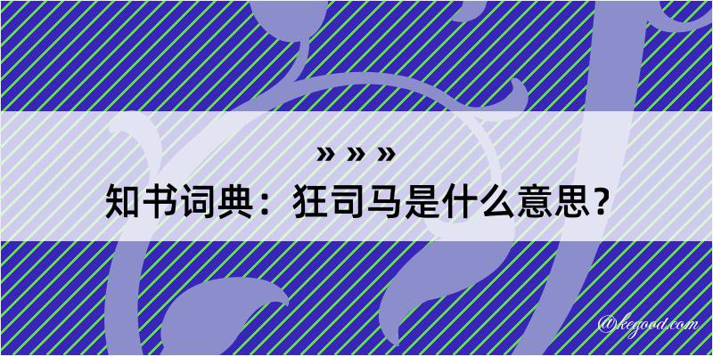 知书词典：狂司马是什么意思？