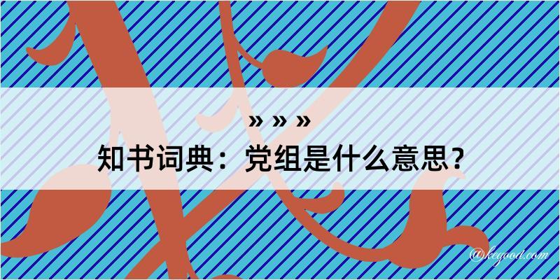 知书词典：党组是什么意思？