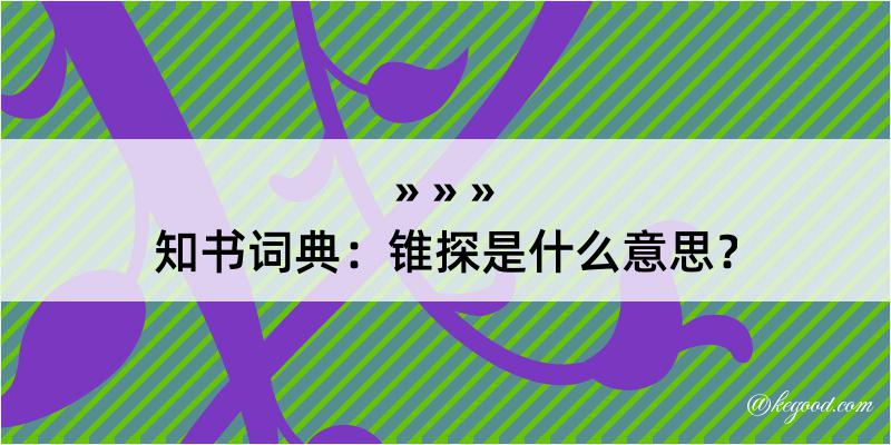 知书词典：锥探是什么意思？