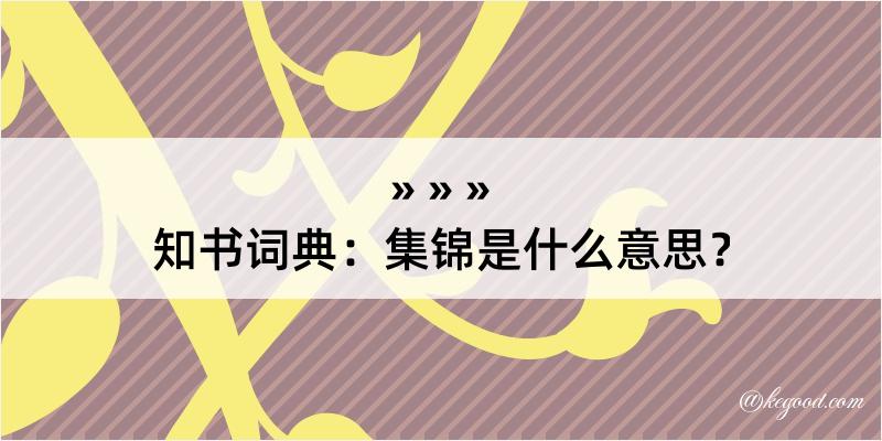 知书词典：集锦是什么意思？