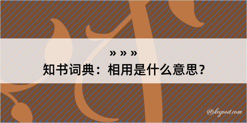 知书词典：相用是什么意思？