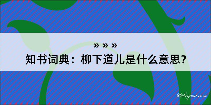 知书词典：柳下道儿是什么意思？