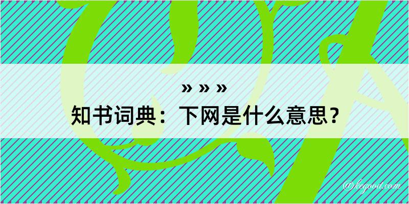 知书词典：下网是什么意思？