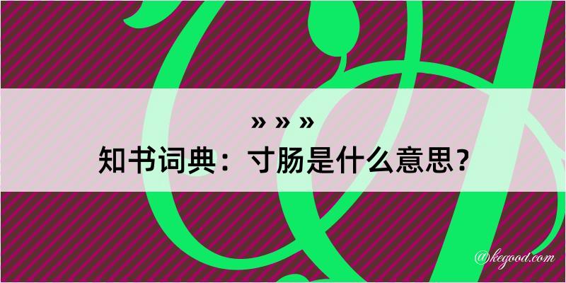 知书词典：寸肠是什么意思？