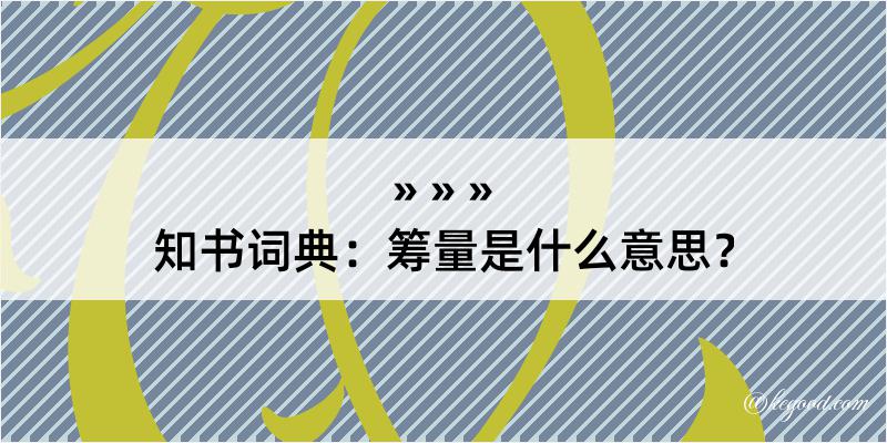 知书词典：筹量是什么意思？