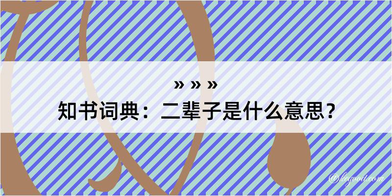 知书词典：二辈子是什么意思？