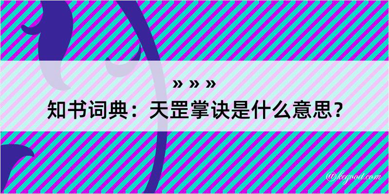 知书词典：天罡掌诀是什么意思？