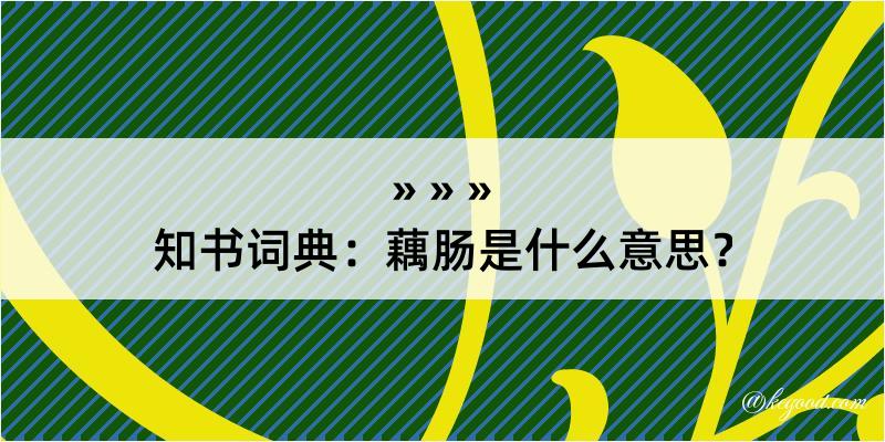 知书词典：藕肠是什么意思？