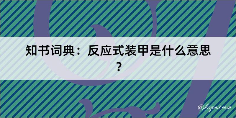 知书词典：反应式装甲是什么意思？