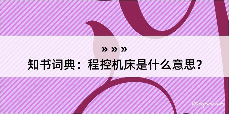 知书词典：程控机床是什么意思？