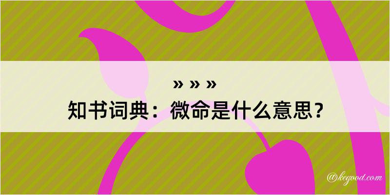 知书词典：微命是什么意思？