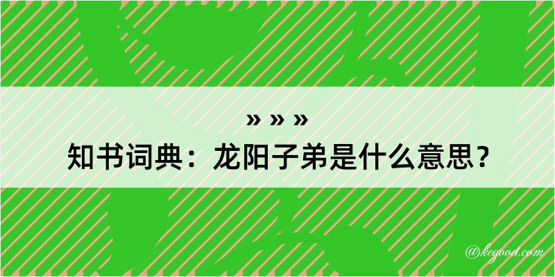 知书词典：龙阳子弟是什么意思？