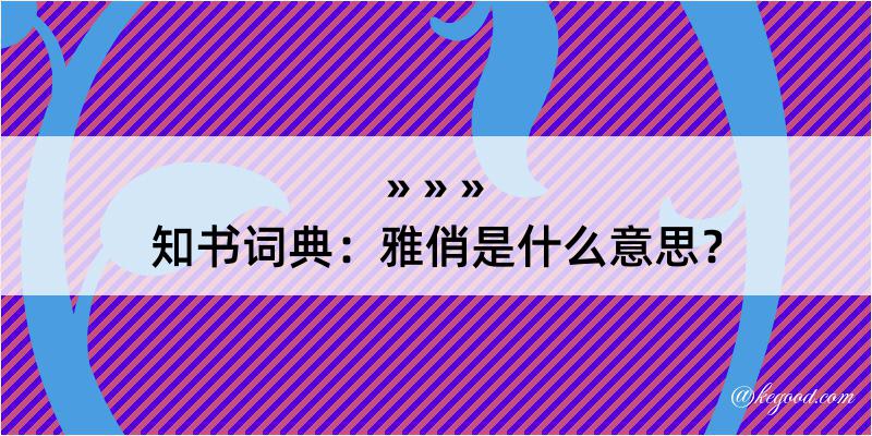 知书词典：雅俏是什么意思？