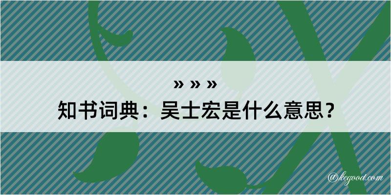 知书词典：吴士宏是什么意思？