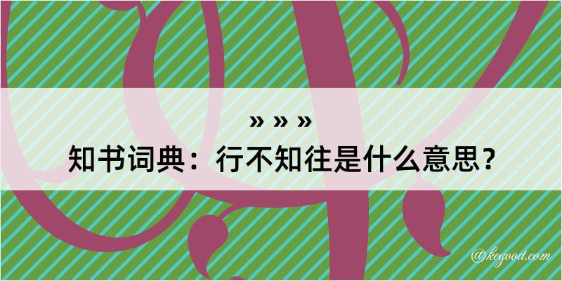 知书词典：行不知往是什么意思？