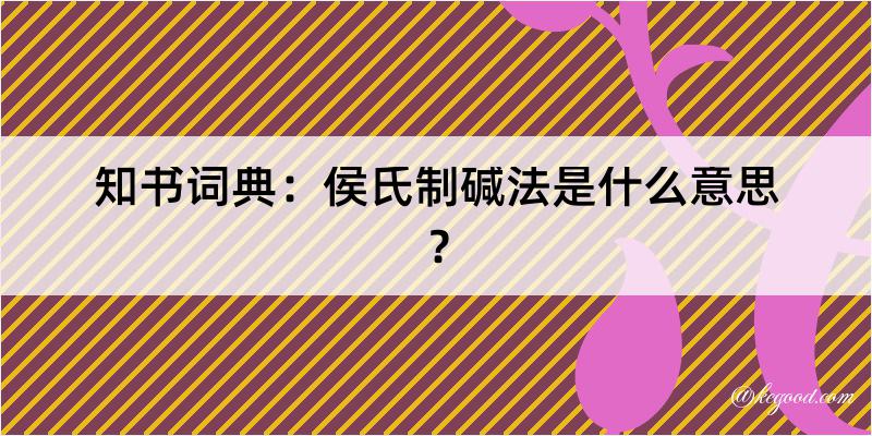 知书词典：侯氏制碱法是什么意思？