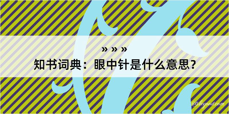 知书词典：眼中针是什么意思？