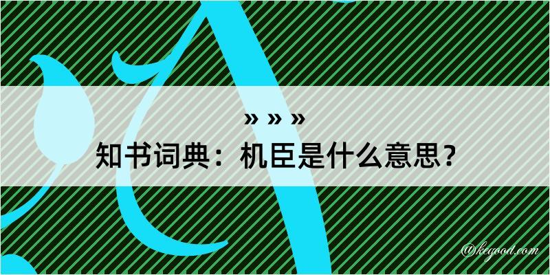 知书词典：机臣是什么意思？