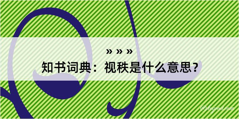 知书词典：视秩是什么意思？