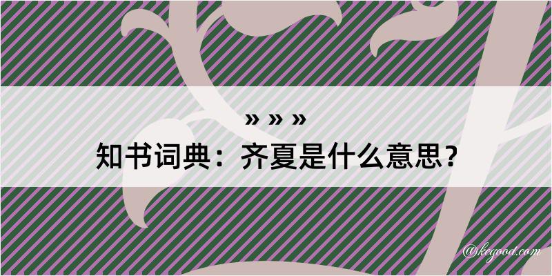 知书词典：齐夏是什么意思？