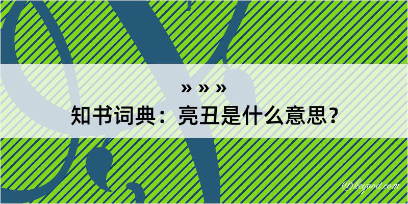 知书词典：亮丑是什么意思？