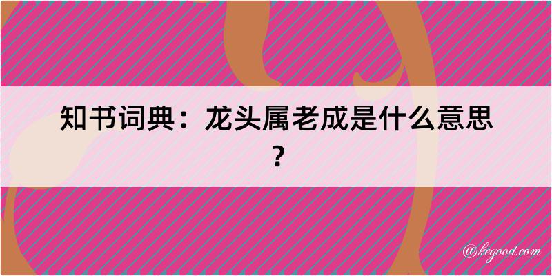 知书词典：龙头属老成是什么意思？