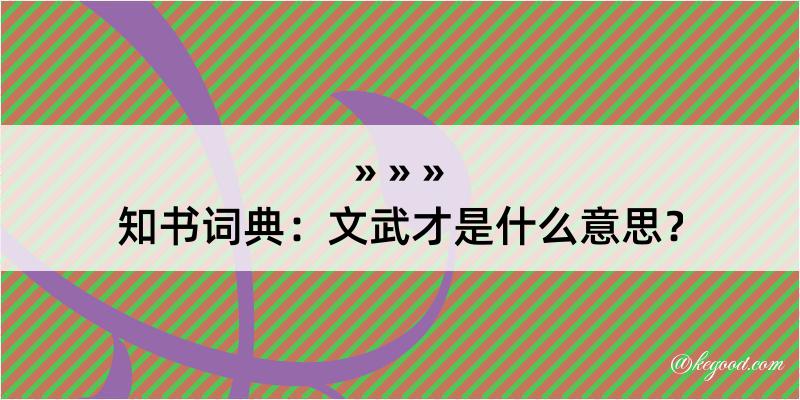 知书词典：文武才是什么意思？