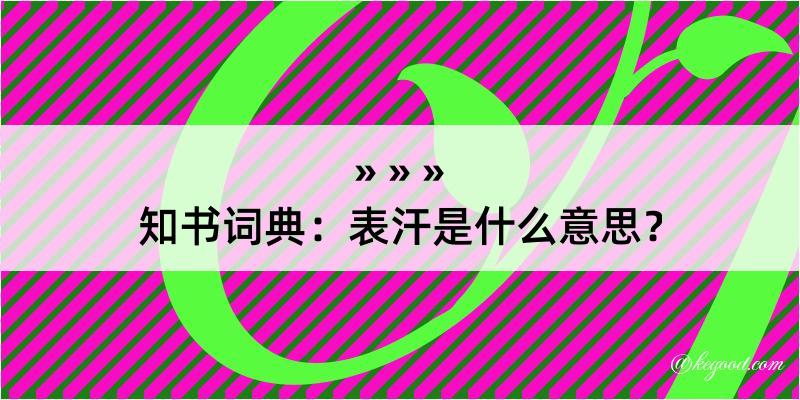 知书词典：表汗是什么意思？