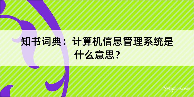 知书词典：计算机信息管理系统是什么意思？