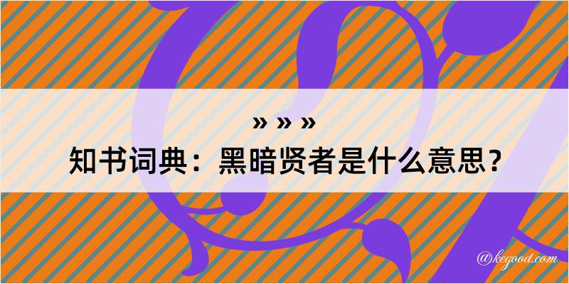 知书词典：黑暗贤者是什么意思？