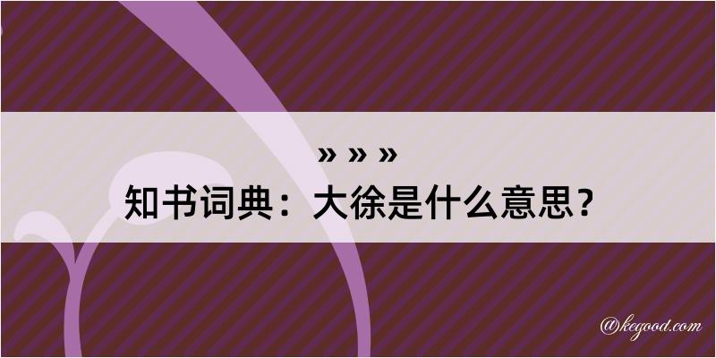 知书词典：大徐是什么意思？