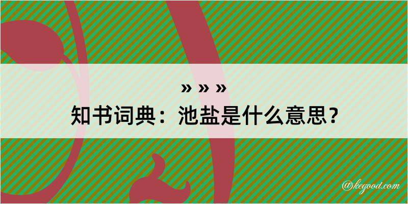 知书词典：池盐是什么意思？