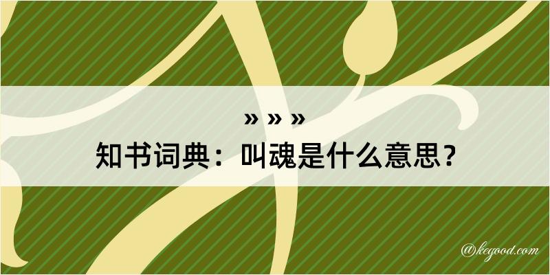 知书词典：叫魂是什么意思？