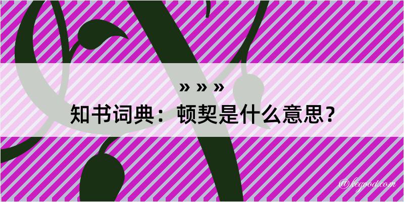 知书词典：顿契是什么意思？