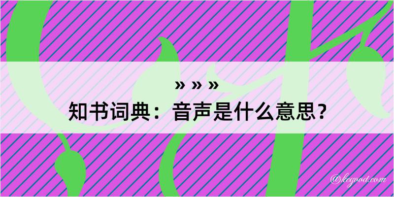 知书词典：音声是什么意思？