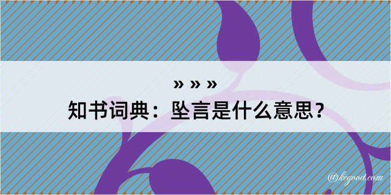 知书词典：坠言是什么意思？