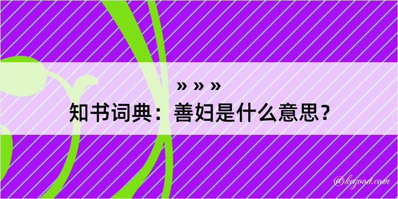 知书词典：善妇是什么意思？