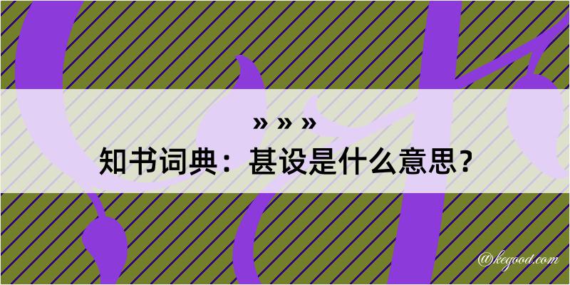 知书词典：甚设是什么意思？