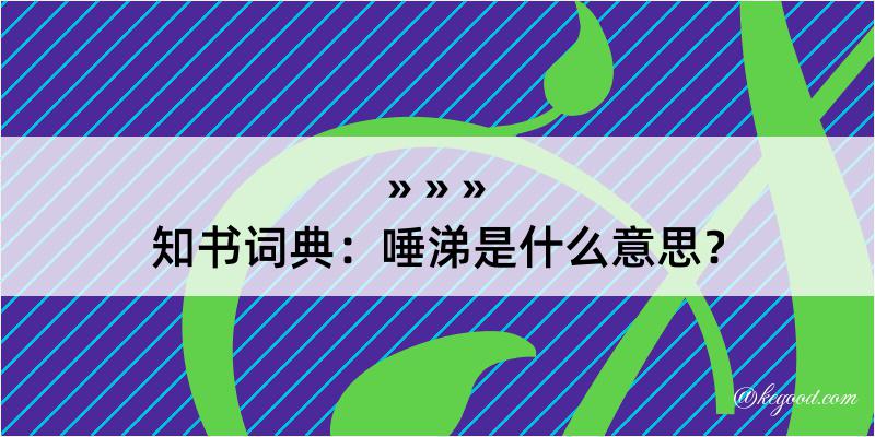 知书词典：唾涕是什么意思？