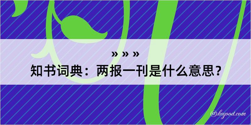 知书词典：两报一刊是什么意思？