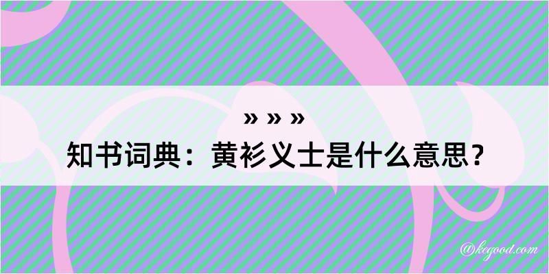 知书词典：黄衫义士是什么意思？