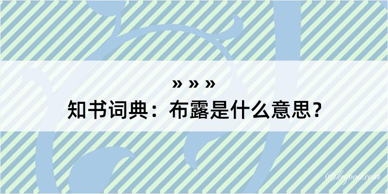 知书词典：布露是什么意思？