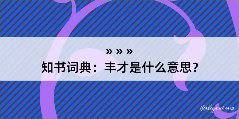 知书词典：丰才是什么意思？